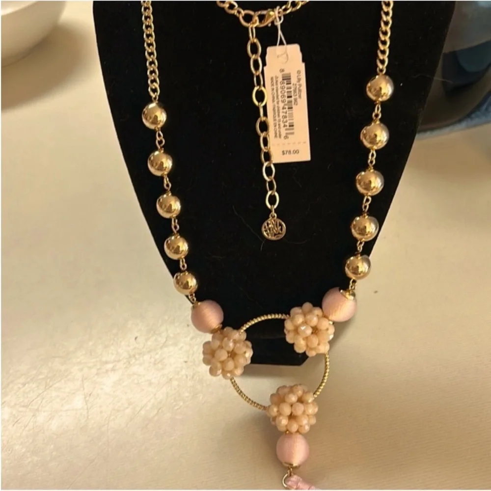 Lilly Pulitzer Pink Beaded Tassel Pendant Necklace
